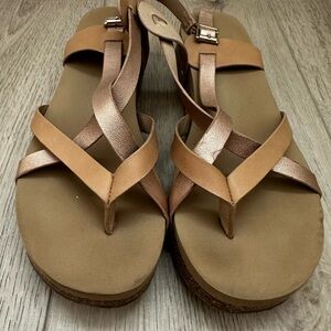 Volatile Tan and Bronze Strappy Sandals